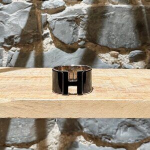 Hermès Black Enamel Extra Wide Clic Clac H PHW Bracelet